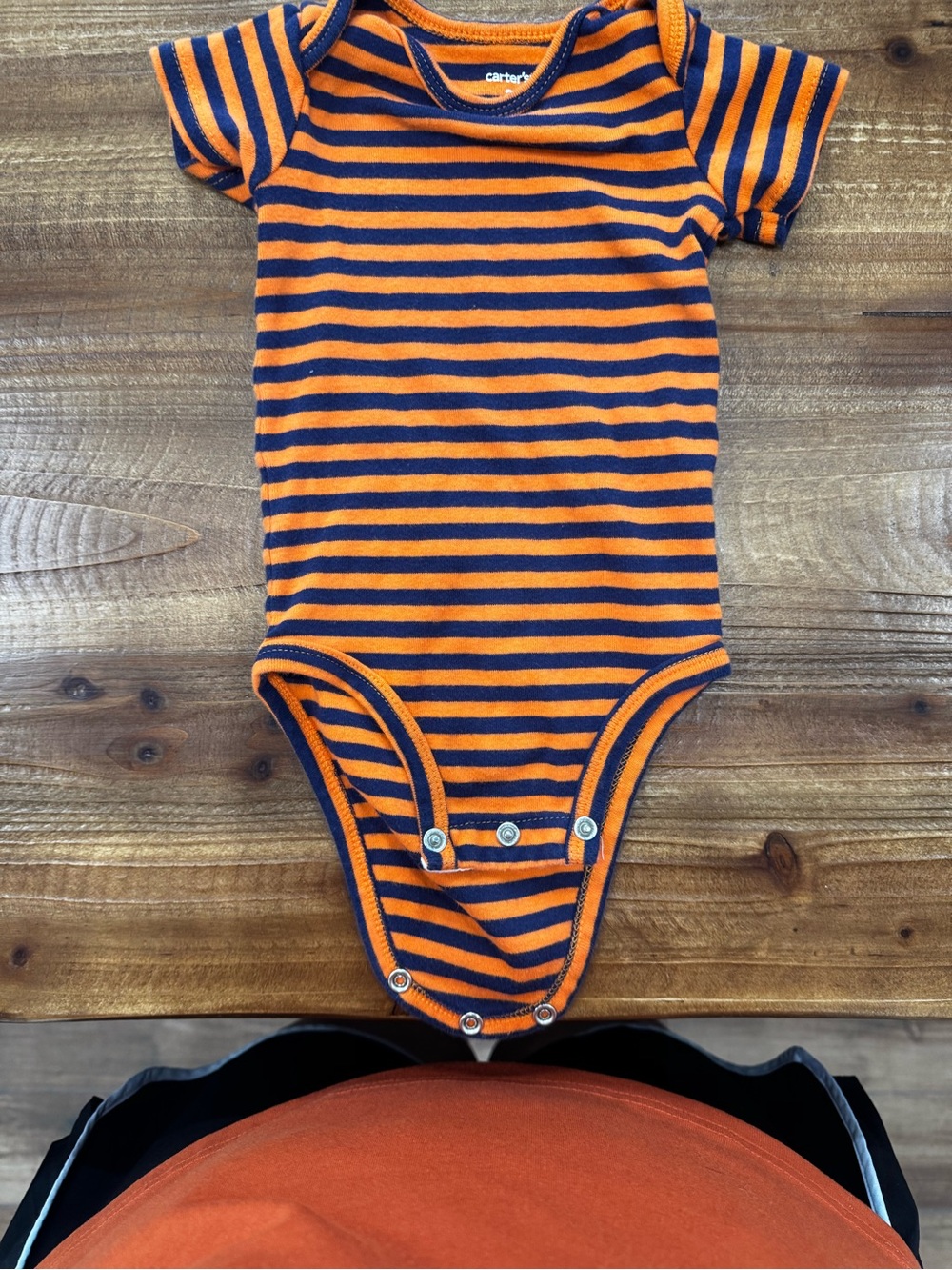 Carter's Orange and Navy Striped Short-Sleeve Baby One-Piece
